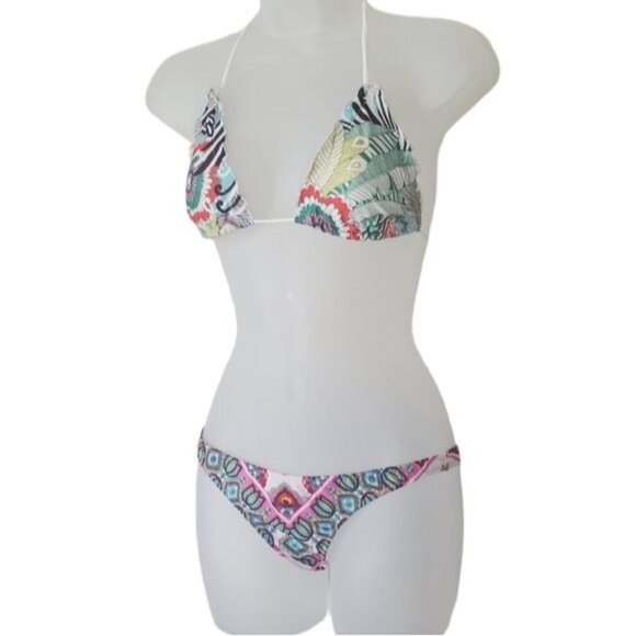 BIANCA COLETTI Bikini 2 Piece Small Floral Halter Bow Triangle Straps‎ Cheeky - Picture 7 of 11